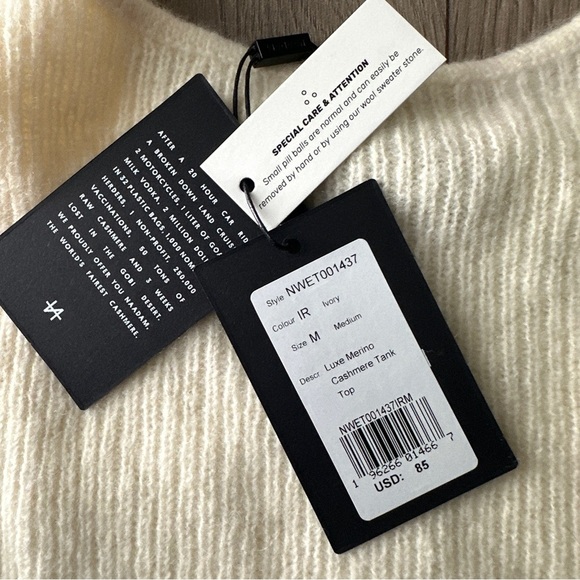 New! NAADAM Luxe Merino
Cashmere Tank Top Ivory Medium - Picture 4 of 7
